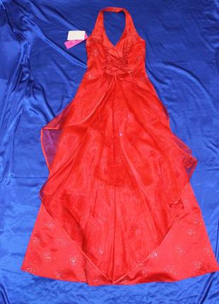 Насыщено красное корсетное платье а силуэта вечернее свадебное плаття ручной работы р s 42 44 корсет4 фото