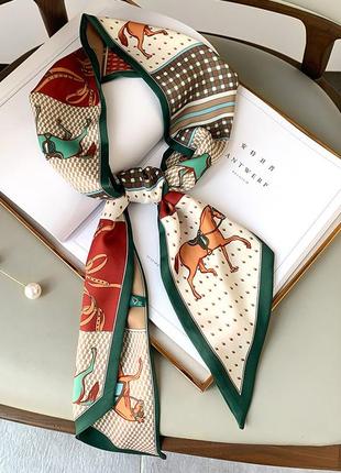 Женская повязка для волос в виде шарфа стильный аксессуар материал атлас декор цветной принт1 фото