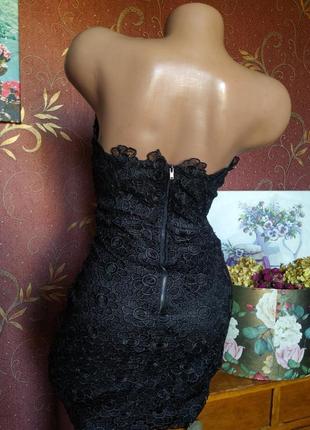 Чорна мереживна сукня міні з відкритими плечима від boohoo5 фото