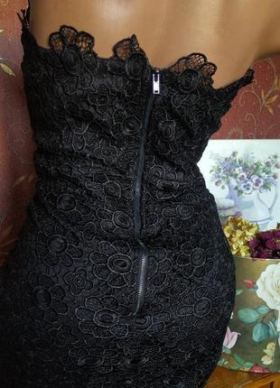 Чорна мереживна сукня міні з відкритими плечима від boohoo6 фото