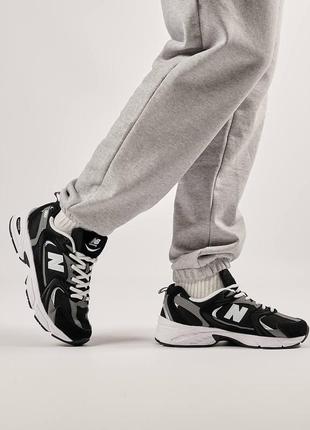 Мужские кроссовки new balance 530 premium black white grey, мужские кеды нью беленс черные. мужская обувь