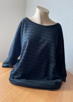 Темно-зелений джемпер у смужку свитер сведр у полоску