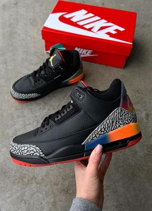 Крутые мужские кроссовки nike air jordan retro 3 x j balvin medellin sunset black чёрные1 фото