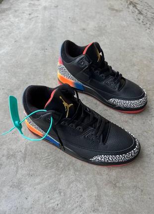 Крутые мужские кроссовки nike air jordan retro 3 x j balvin medellin sunset black чёрные2 фото