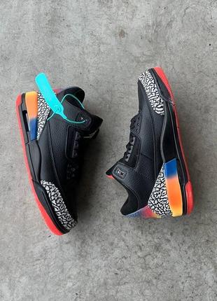 Крутые мужские кроссовки nike air jordan retro 3 x j balvin medellin sunset black чёрные4 фото