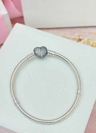 Серебряный браслет серебро пандора pandora silver s925 ale с биркой и пломбой 925 проба сердце
