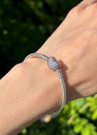 Серебряный браслет серебро пандора pandora silver s925 ale с биркой и пломбой 925 проба сердце