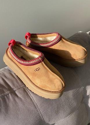 Ugg tasman slippers platform chestnut (premium)3 фото