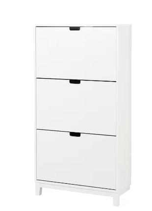 Ställ тумба для взуття, 3 відділення, біла,79х29х148 см 505.302.62