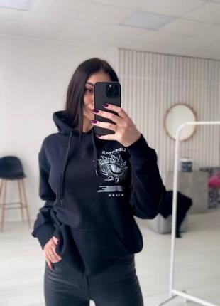 Hoodie "dragon" с утеплением в черном цвете