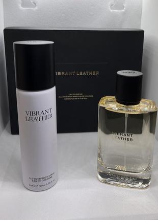 Набір парфум zara vibrant leather 100 ml + all body spray 100 ml