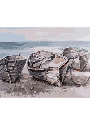 Картина за номерами strateg човни на березі моря розміром 50х25 см (ww183)1 фото