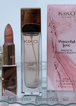 Набор духи + помада от кико милано powerful love magnetic romance beauty kit