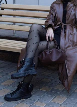 Ботинки кеды высокие женские демисезонные чёрные2 фото