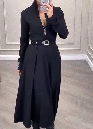 Черное платье миди