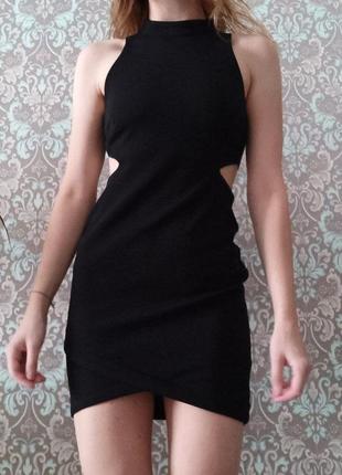 Черное платье с вырезами top shop