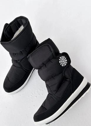 Жіночі зимові чоботи дутикі сніжинка3 фото