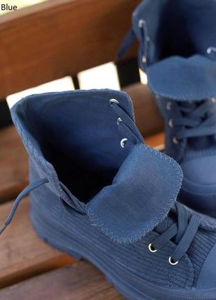 Ботинки кеды женские высокие синие4 фото