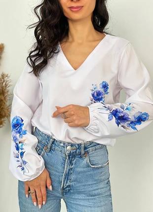 Женская стильная блуза блузка кофточка в украинском стиле вышиванка