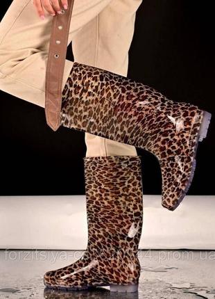 Чоботи силіконові жіночі леопардові