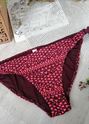Низ плавки від купальника рожеві бордові з геометричним малюнком