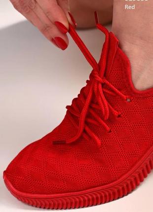 Кросівки жіночі сітка червоні2 фото