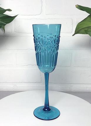 Бокал для шампанского пластиковый olens "синее море", 300мл, kh-8464 фото