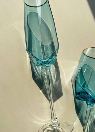 Келих для шампанського olens "блакитний діамант" 350мл, xd012 фото
