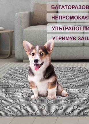 Багаторазова пелюшка для собак 30x40 см 4paws гуччі сіра