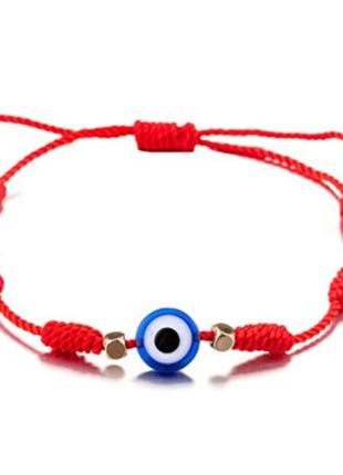 Червоний браслет каббала 7 вузлів на вдачу, оберіг турецьке око
