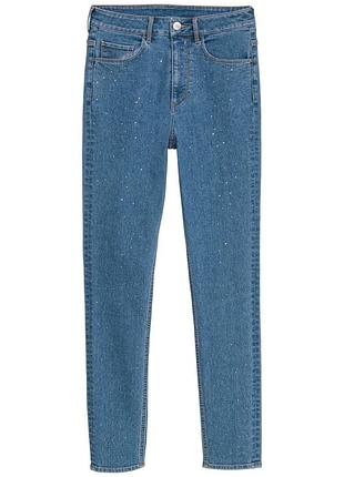 Джинсы skinny с высокой посадкой h&m 27 размер со стразами