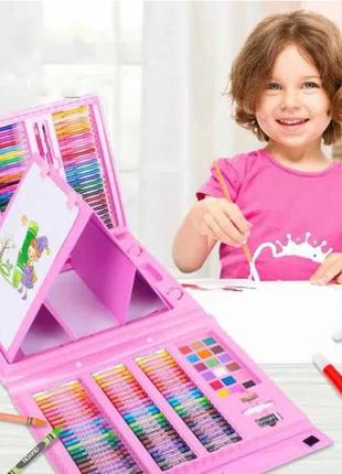 Набір для дитячої творчості у валізі з 208 предметів "чемодан творчості" рожевий salemarket