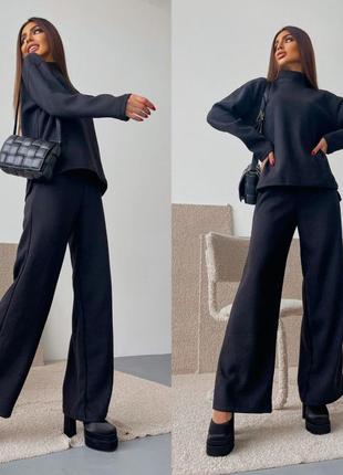 Трендовий костюм з турецької ангори,штани палаццо/кльош+светр,супер якість,сiрий, беж, чорний10 фото