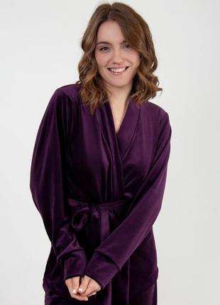 Якісний велюровий домашній комплект халат+штани, жіноча велюрова піжама, комплект для дому та сну, подарунок