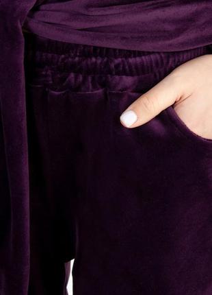 Качественный велюровый домашний комплект халат + штаны, женская велюровая пижама, комплект для дома и сна, подарок4 фото
