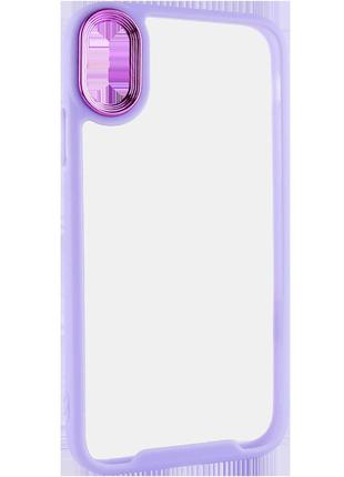 Прозрачный чехол c цветным бортом для iphone xs max (сиреневый)3 фото