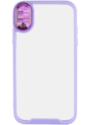 Прозрачный чехол c цветным бортом для iphone xs max (сиреневый)2 фото