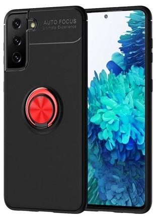 Чехол fiji hold для samsung galaxy s21 plus (g996) бампер накладка с подставкой black-red