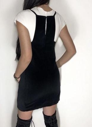 Маленька чорна сукня/чорний велюровий сарафан2 фото