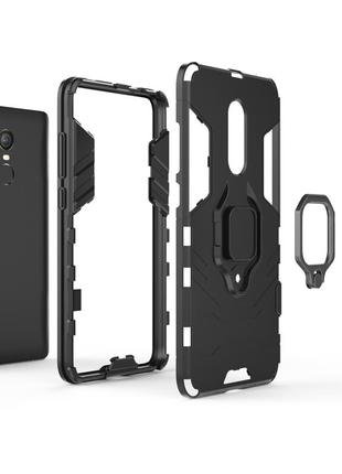 Чохол ring case для xiaomi redmi note 4x / note 4 global / note 4 броньований бампер з кільцем чорний6 фото