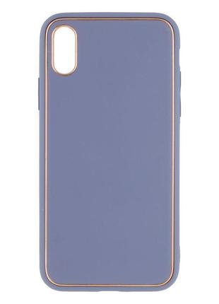 Чехол leather gold with frame without logo для iphone x/xs  pink3 фото