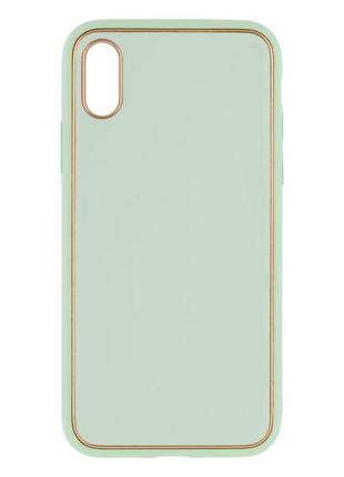 Чехол leather gold with frame without logo для iphone x/xs  pink4 фото