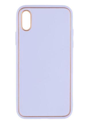 Чехол leather gold with frame without logo для iphone x/xs  pink9 фото