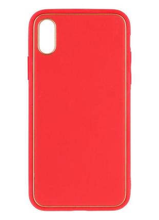 Чехол leather gold with frame without logo для iphone x/xs  pink8 фото