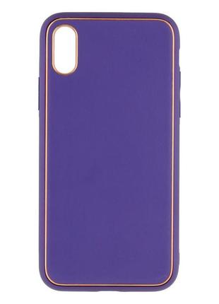 Чехол leather gold with frame without logo для iphone x/xs  pink5 фото