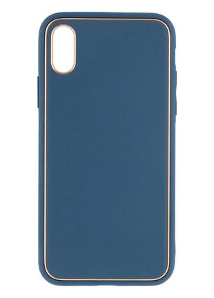 Чехол leather gold with frame without logo для iphone x/xs  pink10 фото