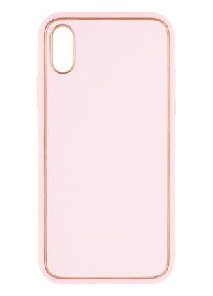 Чехол leather gold with frame without logo для iphone x/xs  pink