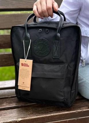 Черный городской рюкзак kanken classic dark с кожаными ручками, канкен класик. 16 l2 фото