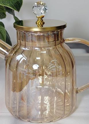 Чайник заварочный стеклянный olens "страйп", 1500мл, 102-371