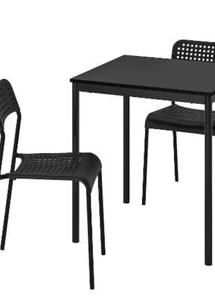 Стіл і 2 стільці sandsberg / adde , чорний/чорний,67х67 см, 194.291.91
